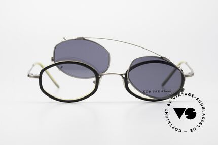 Koh Sakai KS9836 Titanium Glasses With Sun Clip, unworn, NOS (like all our rare vintage Clip-On glasses), Made for Men and Women