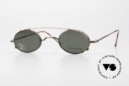 Koh Sakai KS9591 Small Oval Eyeglasses Clip On, true vintage Titanium glasses by Koh Sakai with clip-on, Made for Men and Women