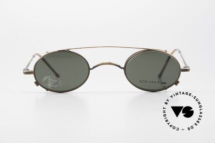 Koh Sakai KS9591 Small Oval Eyeglasses Clip On, timeless oval eyewear design from 1997; small size 41/25, Made for Men and Women