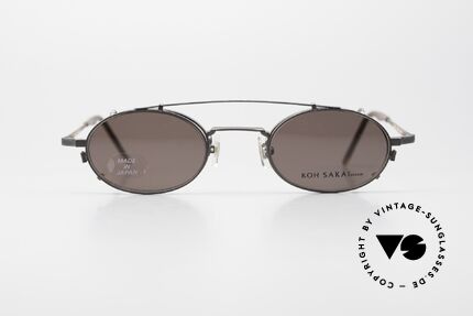 Koh Sakai KS9701 Small Titanium Frame Clip On, timeless oval eyewear design from 1997; small size 44/21, Made for Men and Women