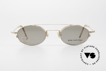 Koh Sakai KS9701 Oval Titanium Frame Clip On, timeless oval eyewear design from 1997; small size 44/21, Made for Men and Women