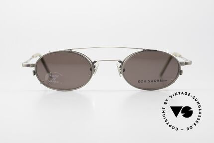 Koh Sakai KS9701 Clip On Titanium Frame Oval 90's, timeless oval eyewear design from 1997; small size 44/21, Made for Men and Women