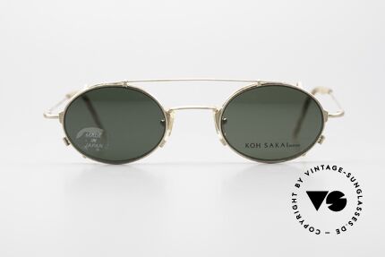 Koh Sakai KS9711 Clip On Glasses 90's Titanium, oval titanium frame in small size 43-21; GOLD-Plated, Made for Men and Women