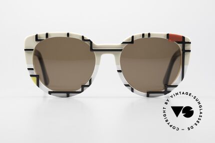 Cutler And Gross 1082 Piet Mondrian Bauhaus Shades, frame design inspired by the covers of the brochures,, Made for Women