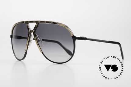 Alpina M1 Stevie Wonder 80's Sunglasses, black frame + golden bezel & with silver screws, Made for Men