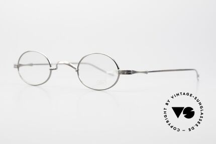 Lunor II 04 Oval XS Frame Antique Silver, XS size 37/25, can be glazed with strong prescriptions, Made for Men and Women