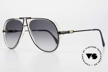 Cazal 622 Rare 80's Aviator Sunglasses, black-crystal clear frame front & black temples; 58/13, Made for Men