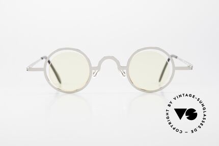 Theo Belgium Coco Rimless Round Glasses 90's, fancy model: "rimless" & "rimmed" at the same time, Made for Men and Women