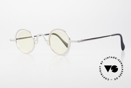 Theo Belgium Coco Rimless Round Glasses 90's, the lenses are fixed with a nylor thread (round style), Made for Men and Women