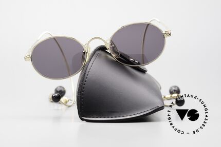 Jean Paul Gaultier 55-9673 Gold Plated Chains & Pearls, unused (like all our vintage Haute Couture sunglasses), Made for Women