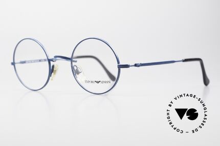 Giorgio Armani EA013 Small Round 90's Eyeglasses, timeless frame finish in dark-blue, size 44-23, Made for Men and Women