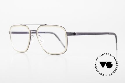 Lindberg 9743 Strip Titanium Men's Glasses Double Bridge, striking design with brow bar and subtle inner rims, Made for Men