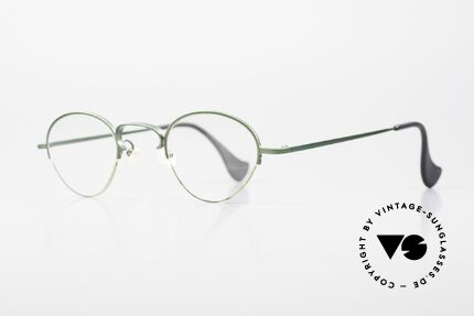 Theo Belgium King 90's Ladies Glasses Nylor, lenses are held by a nylor thread; green metallic, Made for Women