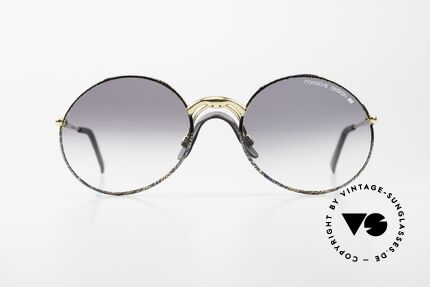 Porsche 5658 - L Round 90's Shades For Men, great frame color: petrol/blue-green-gold patterned, Made for Men