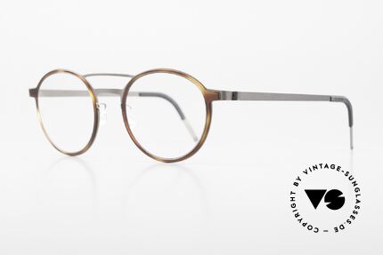Lindberg 9739 Strip Titanium Round Double Bridge Glasses, roundish frame with striking "double bridge" design, Made for Men