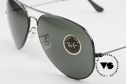 Ray Ban Large Metal III XL B&L USA Shades 64mm, black frame with mineral lenses in G15 green/gray, Made for Men
