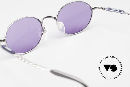 Jean Paul Gaultier 56-0022 Oval 90's Titanium Shades, with purple tinted sun lenses for 100% UV protection, Made for Men and Women