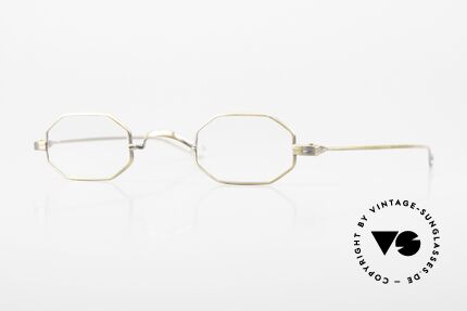Lunor II 01 Octag Frame Antique Gold, small, octagonal vintage glasses of the Lunor II Series, Made for Men and Women