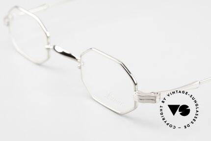 Lunor II 01 Octagonal Frame Platinum, XS size 37/24, can be glazed with strong prescriptions, Made for Men and Women