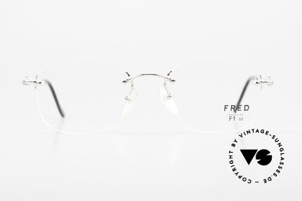 Fred Fidji F1 Rimless Luxury Frame Platinum, marine design (distinctive FRED) in top-notch quality!, Made for Men and Women