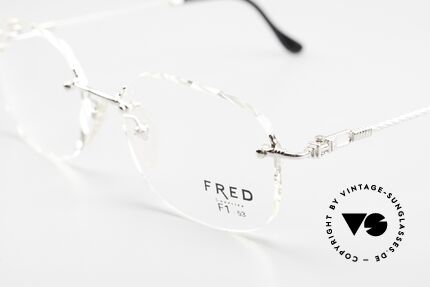 Fred Fidji F1 Rimless Luxury Frame Platinum, temples are twisted like a hawser; sailor's MUST HAVE!, Made for Men and Women