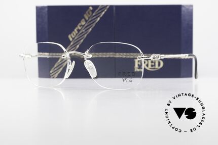 Fred Fidji F1 Rimless Luxury Frame Platinum, precious PLATINUM-plated frame with orig. case & box, Made for Men and Women