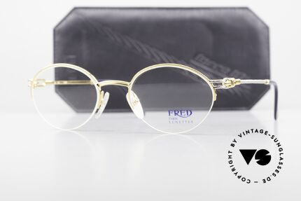 Fred Feroe Rare Oval Luxury Eyeglasses, with original Fred soft case & additional case by JPG, Made for Men and Women