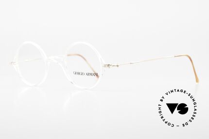 Giorgio Armani 365 Round Glasses Crystal 90's, crystal clear plastic front with thin "wire temples", Made for Men and Women