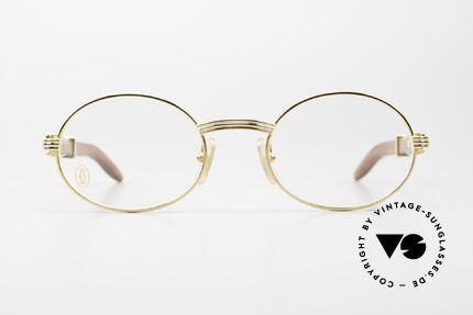 Cartier Giverny Oval Wood Eyeglasses 1990, made of African Bubinga Wood, in L size 53°22, 135, Made for Men and Women