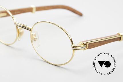 Cartier Giverny Oval Wood Eyeglasses 1990, oval gold-plated frame, pure luxury lifestyle, VERTU, Made for Men and Women