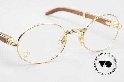 Cartier Giverny Oval Wood Eyeglasses 1990, orig. Cartier DEMO lenses can be replaced optionally, Made for Men and Women