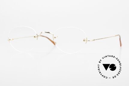 Lunor Classic Panto GP Rimless Eyeglasses Gold Details