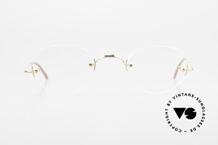 Lunor Classic Panto GP Rimless Eyeglasses Gold, timeless Lunor eyeglass-frame for ladies and gentlemen, Made for Men and Women