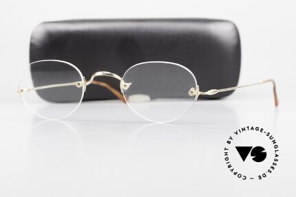 Lunor Classic Panto GP Rimless Eyeglasses Gold, well-known for the "W-bridge" & the plain frame designs, Made for Men and Women