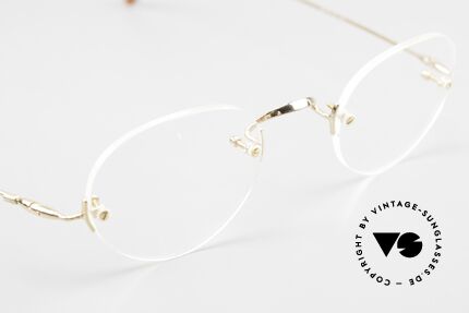 Lunor Classic Panto GP Rimless Eyeglasses Gold, the DEMO lenses can be replaced with lenses of any kind, Made for Men and Women