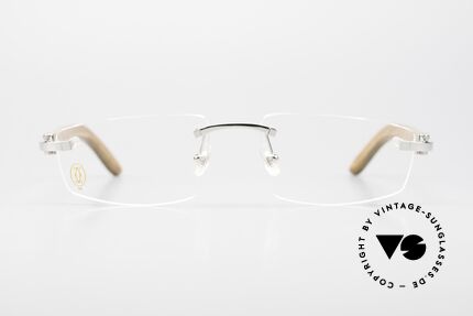Cartier C-Decor Rimless Africa Bubinga Wood Glasses, men's model of the C-DECOR "Wood / Bois" Series, Made for Men and Women