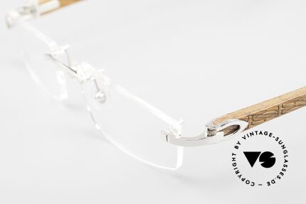 Cartier C-Decor Rimless Africa Bubinga Wood Glasses, temples made from African. wood with spring hinges, Made for Men and Women