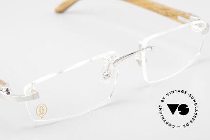 Cartier C-Decor Rimless Africa Bubinga Wood Glasses, demo lenses can be replaced with lenses of any kind, Made for Men and Women