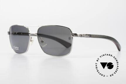 Cartier Santos De Cartier Wooden Shades Polarized, model = T8200783, platinum-plated, size 57x16x130, Made for Men