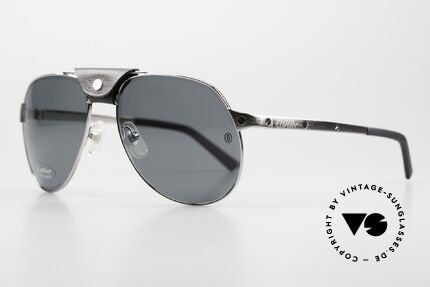 Cartier Santos Dumont Aviator Shades Leather Bridge, model = T8200748, brushed ruthenium, 56x16x135, Made for Men