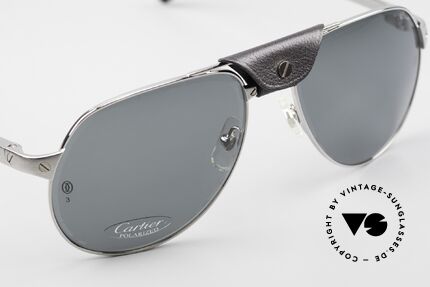 Cartier Santos Dumont Aviator Shades Leather Bridge, unworn original from 2010 with full orig. packaging, Made for Men