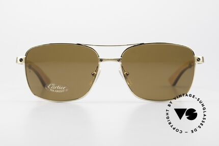 Sunglasses Cartier Santos De Cartier Wood Frame Pilot Polarized