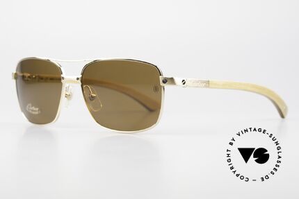 Sunglasses Cartier Santos De Cartier Wood Frame Pilot Polarized