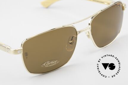Sunglasses Cartier Santos De Cartier Wood Frame Pilot Polarized
