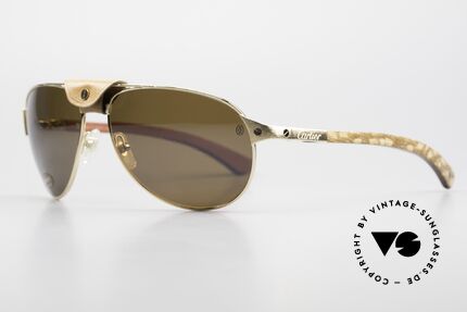 Sunglasses Cartier Santos Dumont Polarized Wood And Leather