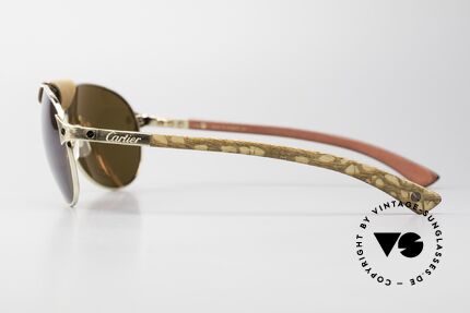 Cartier Santos Dumont Polarized Wood And Leather, brown POLARIZED sun lenses (100% UV protection), Made for Men