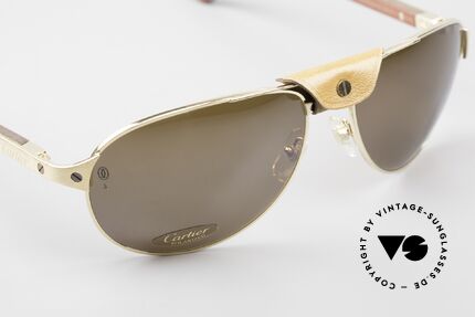 Cartier Santos Dumont Polarized Wood And Leather, unworn original from 2008 with full orig. packaging, Made for Men