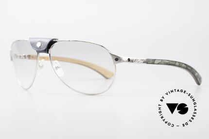 Cartier Santos Dumont Wood Frame & Leather Bridge, model T8200941, brushed platinum, size 61x16x130, Made for Men