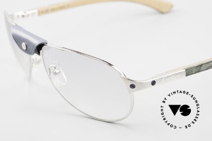 Cartier Santos Dumont Wood Frame & Leather Bridge, with famous leather bridge & flexible spring hinges, Made for Men