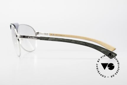 Cartier Santos Dumont Wood Frame & Leather Bridge, with light gray tinted lenses (also wearable at night), Made for Men